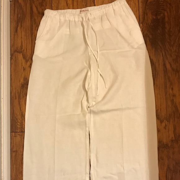 White wide leg linen trousers - Picture 1 of 1